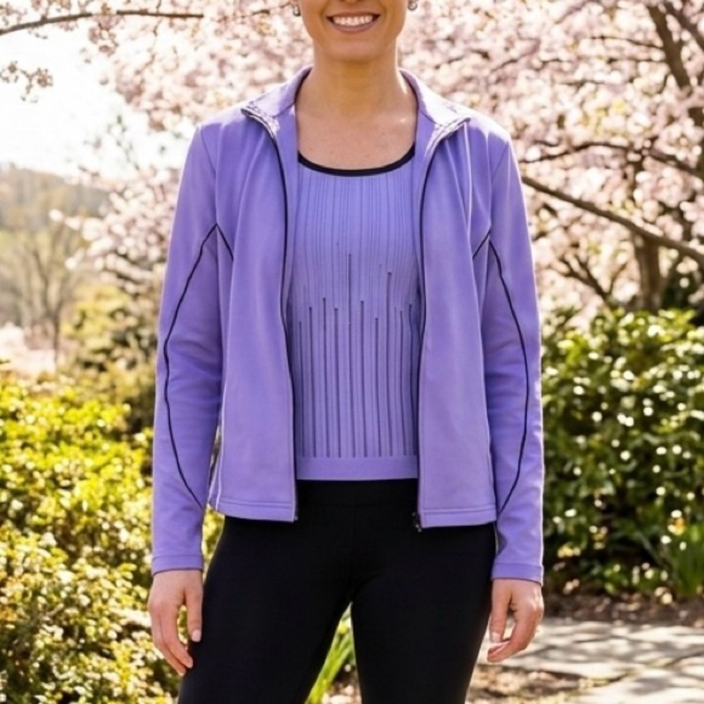 LBH Purple Athletic Jacket Tank Top Set S M Sporty Chic Yoga Layering Set USA